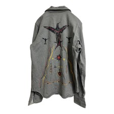 KAPITAL Gray Wool Embroidered Cardigan Long Sleeve Japan Unique Buttons