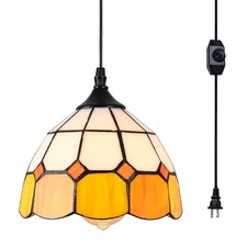 Tiffany Hanging Pendant Light - Dimmable Mini Plug in Light Fixture, Perfect ...
