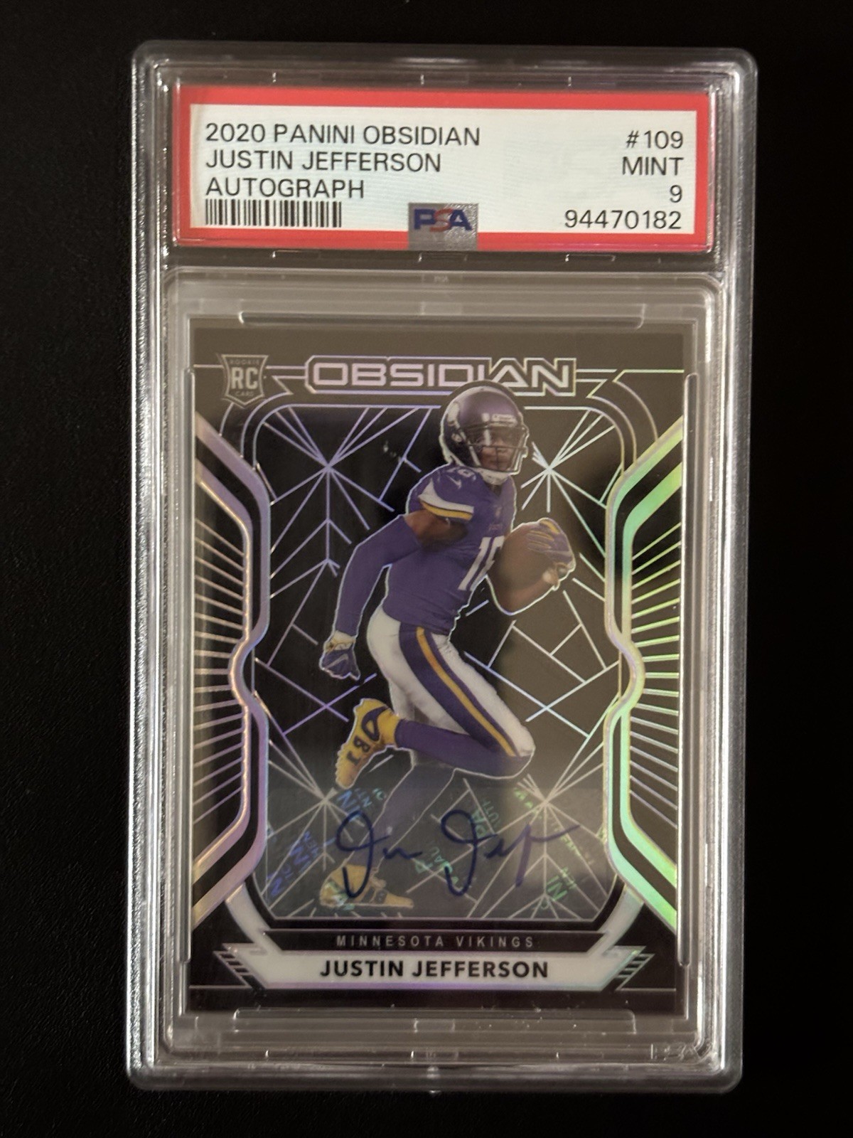 2020 Panini Obsidian Justin Jefferson Autograph RC #/150 PSA 9 MINT 🔥🔥🔥