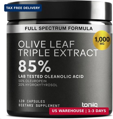 Toniiq Olive Leaf Extract Complex - with 85% Oleanolic Acid, 50% Oleuropein & 20