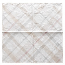 Vintage Burberry White Silk Nova Check Handkerchief Scarf 19.5x20