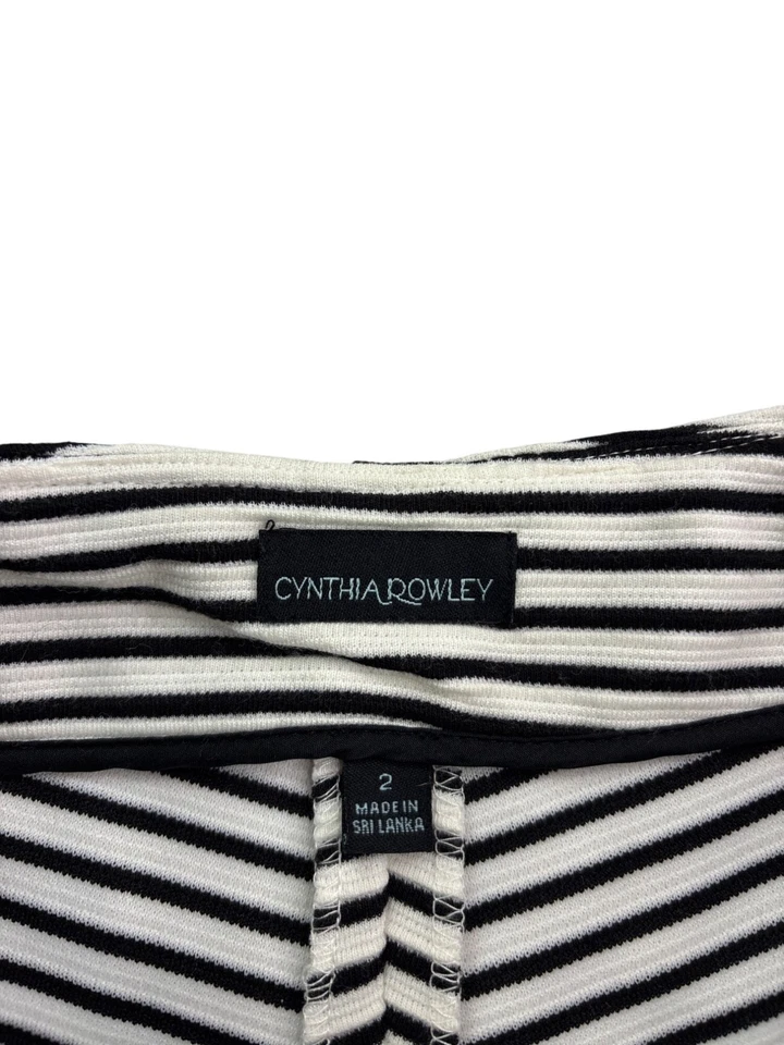 Pantalones cortos a rayas para mujer Cynthia Rowley talla 2 negro blanco Foto 3 de 4