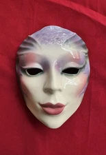 Clay Art Ceramic Face Mask, Art Deco Wall Decor, Mermaid 1988
