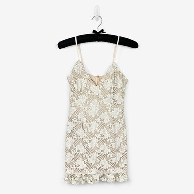 Superdown Sharon Mini Dress Size S Cream Lace Glam Party Event Wedding Guest