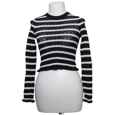 Zara, Strickpullover, Größe: S, Schwarz/Weiß, Streifen, Feinstrick, Damen #tg7