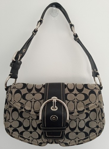 Coach Signature Y2K SOHO Buckle Flap Shoulder Bag Black No K0673-10604