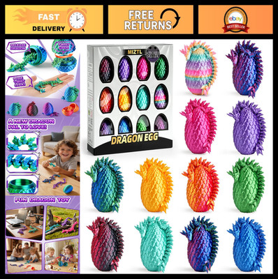 12-Pack 3D Printed Dragon Eggs - Unique Easter Basket Stuffers & Toys for Kids