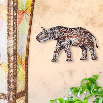 Eangee Elephant 17'' Wide Brown Capiz Shell Wall Decor