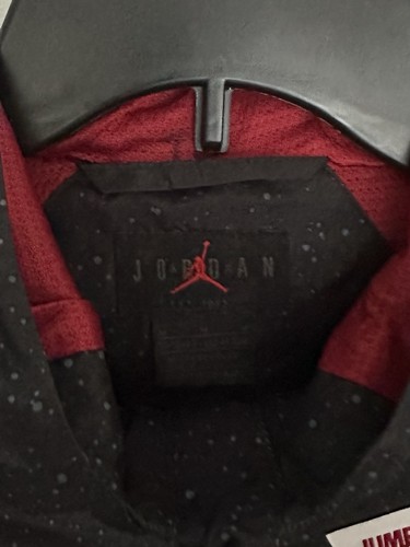 NIKE AIR JORDAN Boys Jumpman Windbreaker Jacket Hooded Full Zip Black Medium - Picture 3 of 4