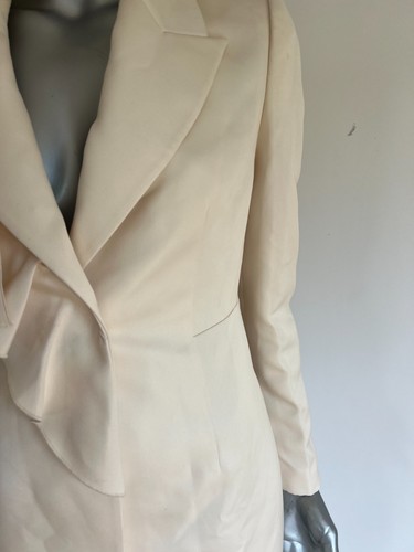Ted Baker Coat Womens TB 2 UK 10 Ivory Flower Ruffle Detail Midi Length NEW - Picture 20 of 24