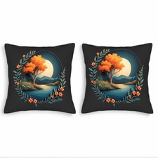 Serene Landscape Throw Pillow Covers Set of 2 18x18in Cushion Cases