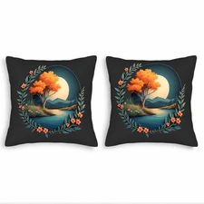 Serene Landscape Throw Pillow Covers Set of 2 18x18in Cushion Cases 