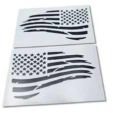 Small 3" x 5 1/4" USA American Flag Decal Die-Cut Sticker Subdued Matte Black