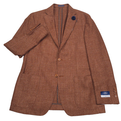 Hart Schaffner Marx Sport Coat Mens 48R Copper Wool Silk Linen HSM Blazer Jacket