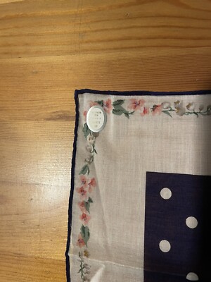 Vtg Christian Dior Logo Cotton Blue Floral 19