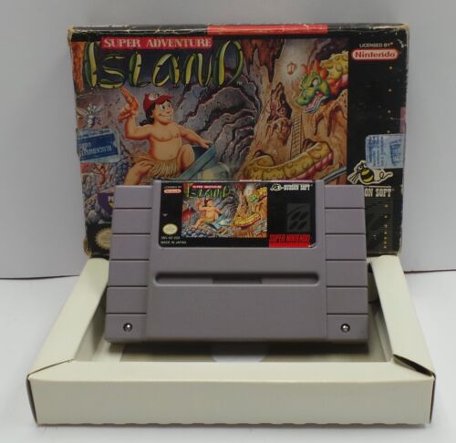 Super Adventure Island SNES Nintendo Cartridge & Box (No Manual)