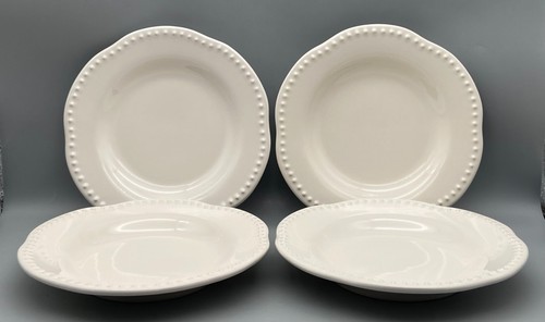 Juego de 4 platos de ensalada de gres con cuentas Pottery Barn Emma borde festoneado sin daños - Imagen 4 de 7