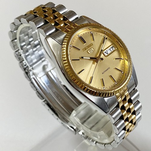 SEIKO 5 7S26-3110 Day-date Vintage watch Men Gold dial Automatic - Picture 2 of 13