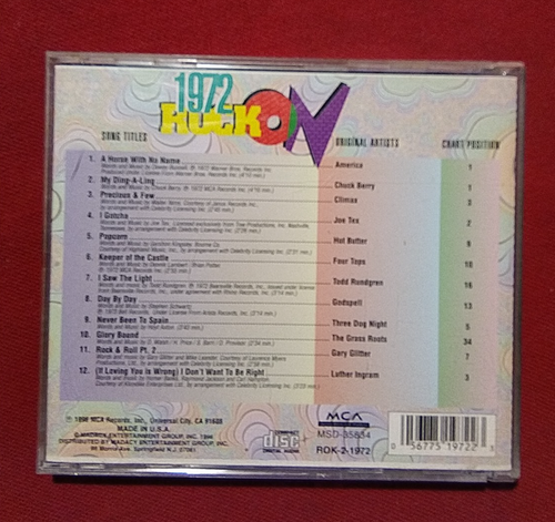 1972 Rock On America Chuck Berry Three Dog Night Gary Glitter Four Tops CD 1996 - Picture 2 of 2