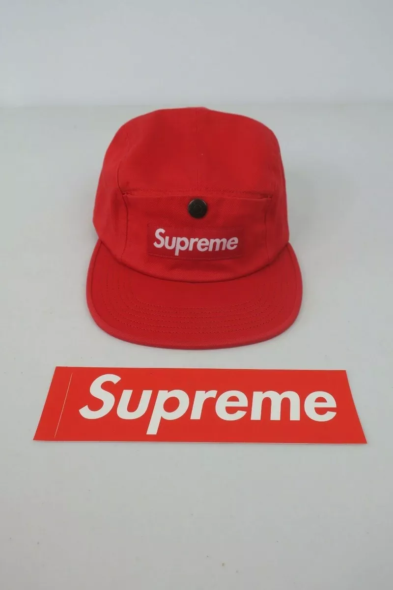 Supreme New York FW18 Red Snap Button Pocket Camp Cap Hat BOGO 100% Authentic