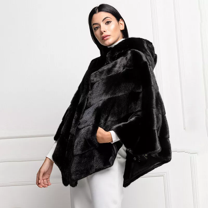 Womens black fur best sale cape