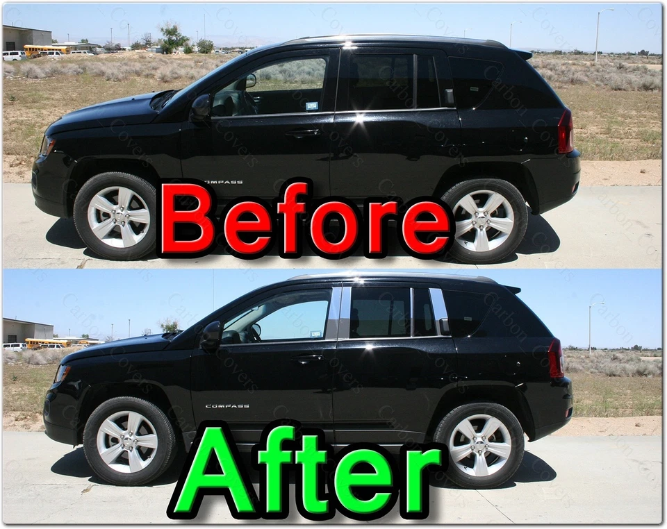 Juego de 4 postes de pilar cromados para Dodge Stratus 95-00 cubierta de puerta moldura espejada Foto 3 de 4