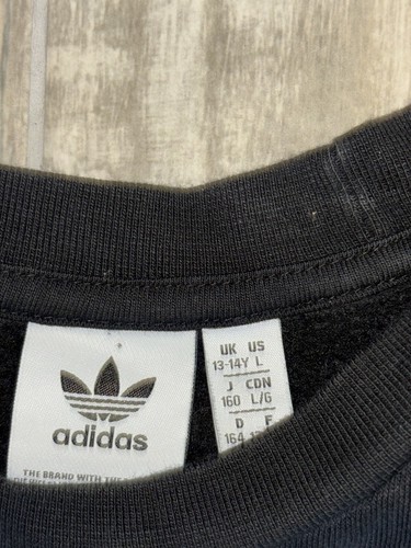 Adidas Sweater Youth Large Black Long Sleeve Fleece Pullover Crewneck Outdoor - Picture 4 of 4