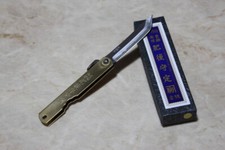 Higonokami Japanese Pocket Knife sword type White steel 2 brass handle USA