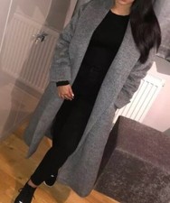 Missguided Grey Oversized Longline Coat Uk 4