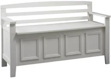 Laredo White Storage Bench Entryway Trunk Furniture Flip Top Lid Storage Box