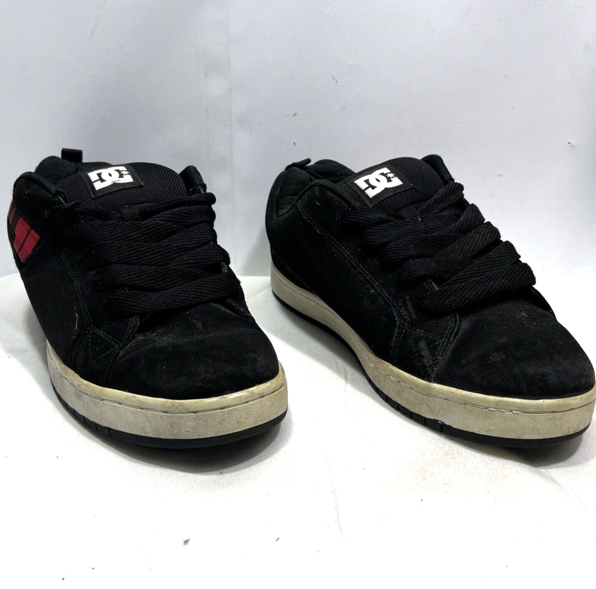 DC Court Graffik SE Black Red Plaid Shoes Mens Skate Size 12