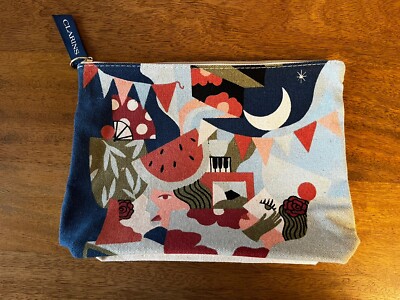 Clarins Canvas Cosmetic Bag Makeup Pouch For Travel - Brand New