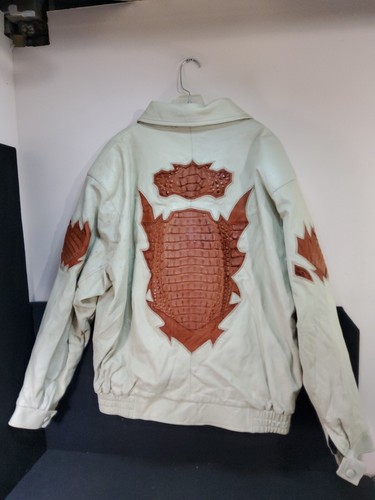 Los Altos White Genuine Lambskin/ Caiman Leather / Crocodile Jacket Please Read - Picture 10 of 24