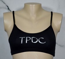 CAPEZIO Black Bra Top XS TPDC Logo on Front Lined Bust Adjustable Straps