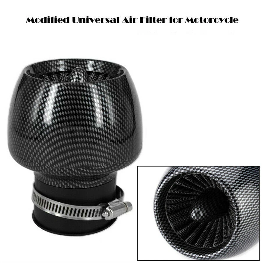 Limpiador de filtro de aire para ciclomotor scooter recto aspecto de fibra de carbono con abrazadera de 1,1"-1,9" Foto 2 de 4