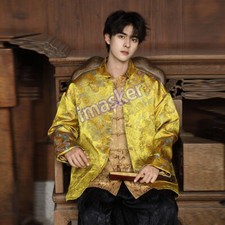 Chinese Style Tang Jacket Top Spring New Chinese Men Retro Buckle Hanfu Overcoat