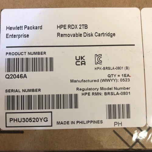 HP HPE RDX 2TB REMOVABLE DISK CARTRIDGE Q2046A