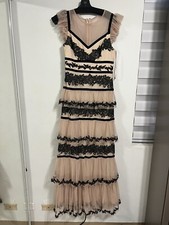 BCBG MAXAZRIA DRESS LONG GOWN TULLE LACE PINK Black 8