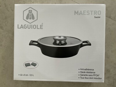 LAGUIOLE Schmorpfanne + Deckel + 2 Griffe Maestro 32cm Aluminium Neu