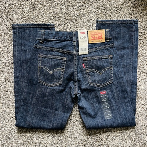Levi's 505 Boys Jeans Straight Leg Size 12 26X26 Dark Blue Denim (0354) - Picture 6 of 8