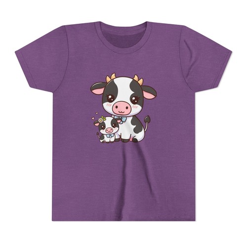 Cute Cow Graphic Youth Short Sleeve Tee - Picture 22 of 37