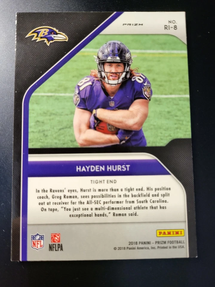 2018 Prizm Hayden Hurst SILVER HOLO PRIZM ROOKIE INTRODUCTIONS card #RI-8 - Image 2 of 2