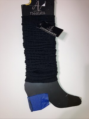 Ladies VINTAGE SOLID BLACK Leg WARMERS 