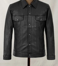 Geanuine Lambskin Leather Jacket For Men's Shirt Style Daily Workwear XS-4XL