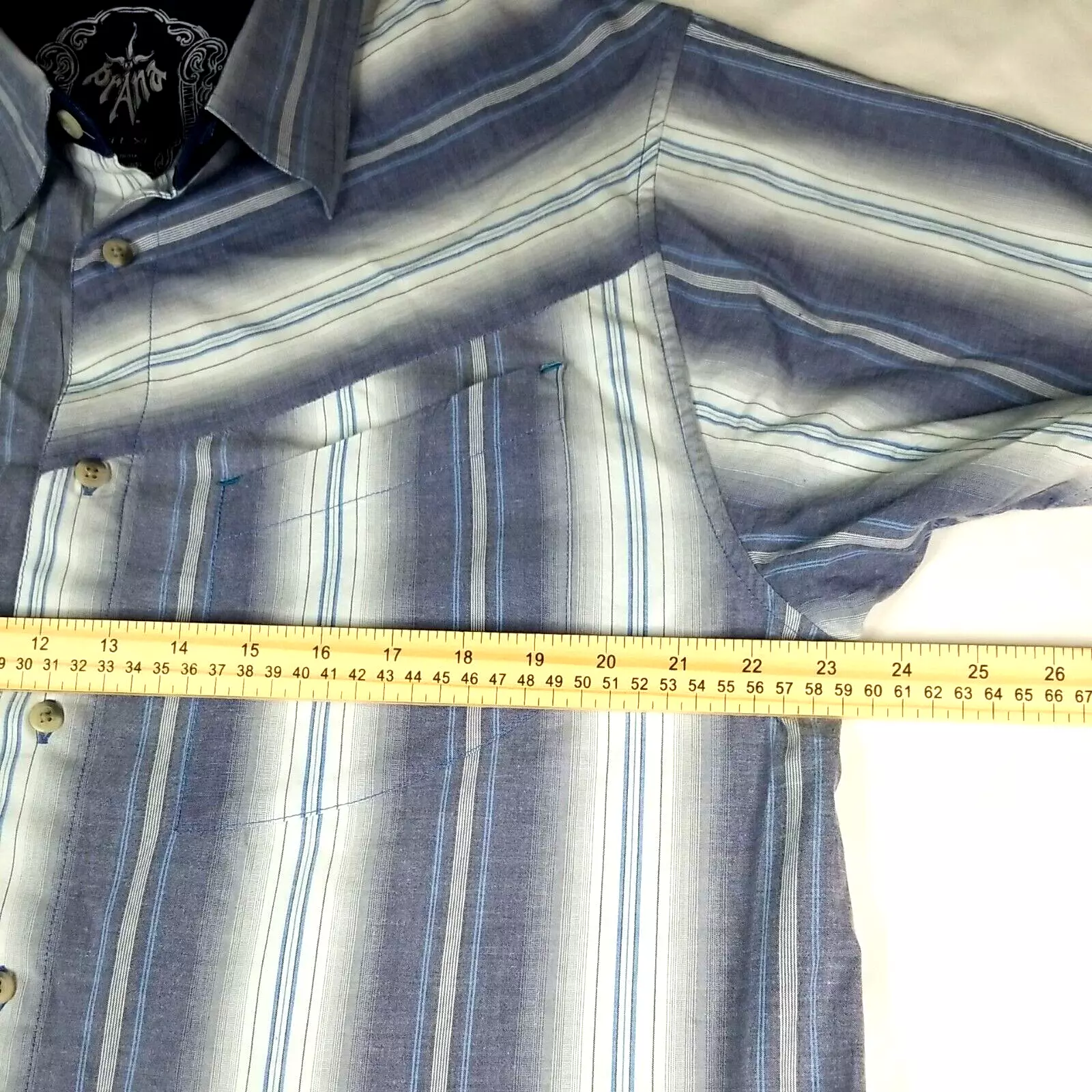 prana breathe button up blue stripe slant pocket shirt