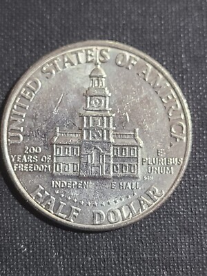 1776-1976 kennedy Half Dollar Struck Through Grease Abraided