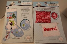 2 Kits New Snowman Believe Embroidery Christmas Stocking Pillow Needle Creations