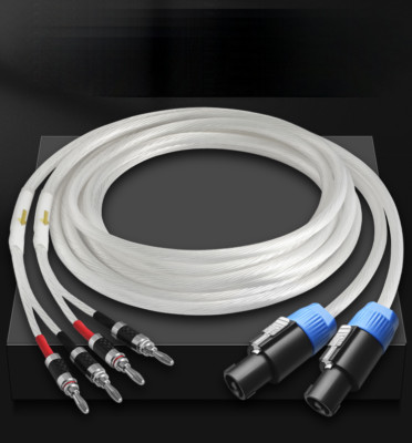 HI-End OCC Silver Plated REL Subwoofer Cable Speakon 4  to banana Audiophile