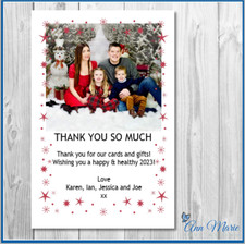 10 x Personalised Christmas Thank You For Present Cards Postcard With Envelopes