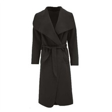 Womens Long Duster Jacket French Belted Trench Waterfall Coat Ladies Italian UK